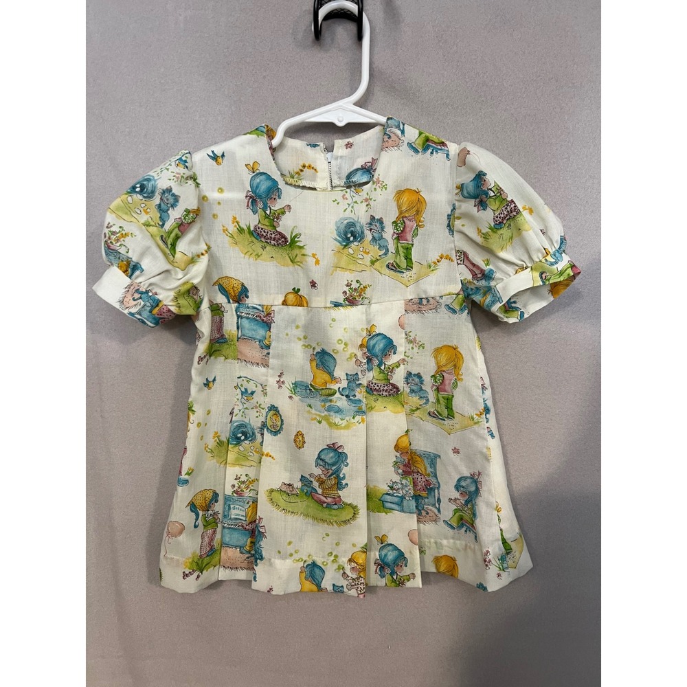 Handmade 70s Vintage Girls‎ Tunic Blouse Whimsical Cottagecore Illustration
